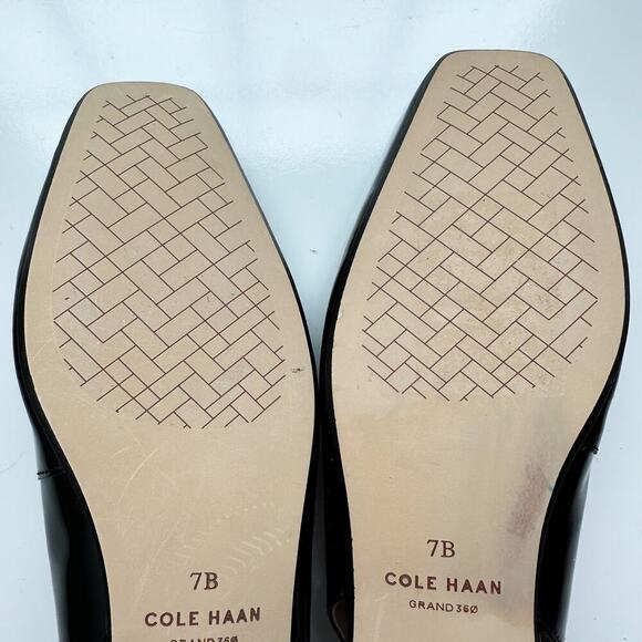 Cole Haan Bria Cutout Black Patent Leather Flats Size 7 Square Toe - Picture 10 of 13